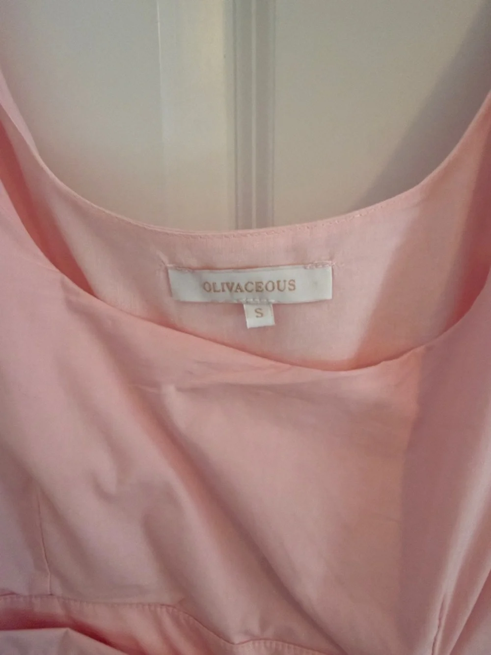 Olivaceous Pink Puff Sleeve Tiered Mini Dress with Waist Tie Small - Picture 4 of 12